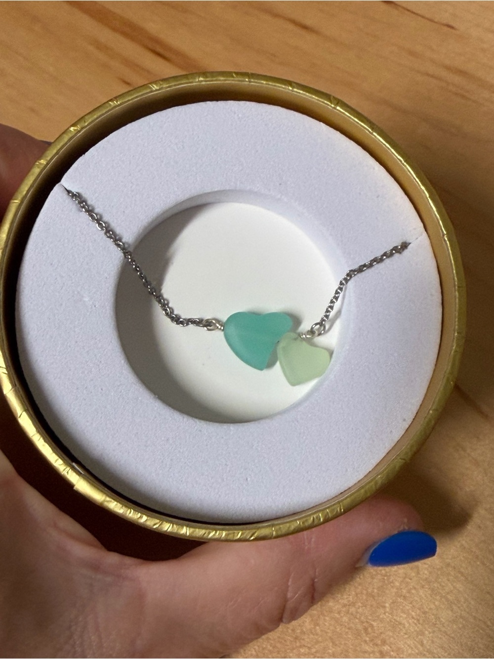Spartina 449 Silver Necklace with Aqua and Mint Heart Charms